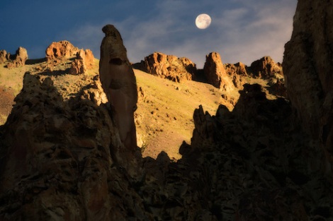 Rock formations and clouds in Leslie Gulch. Malhuer County, Oregon